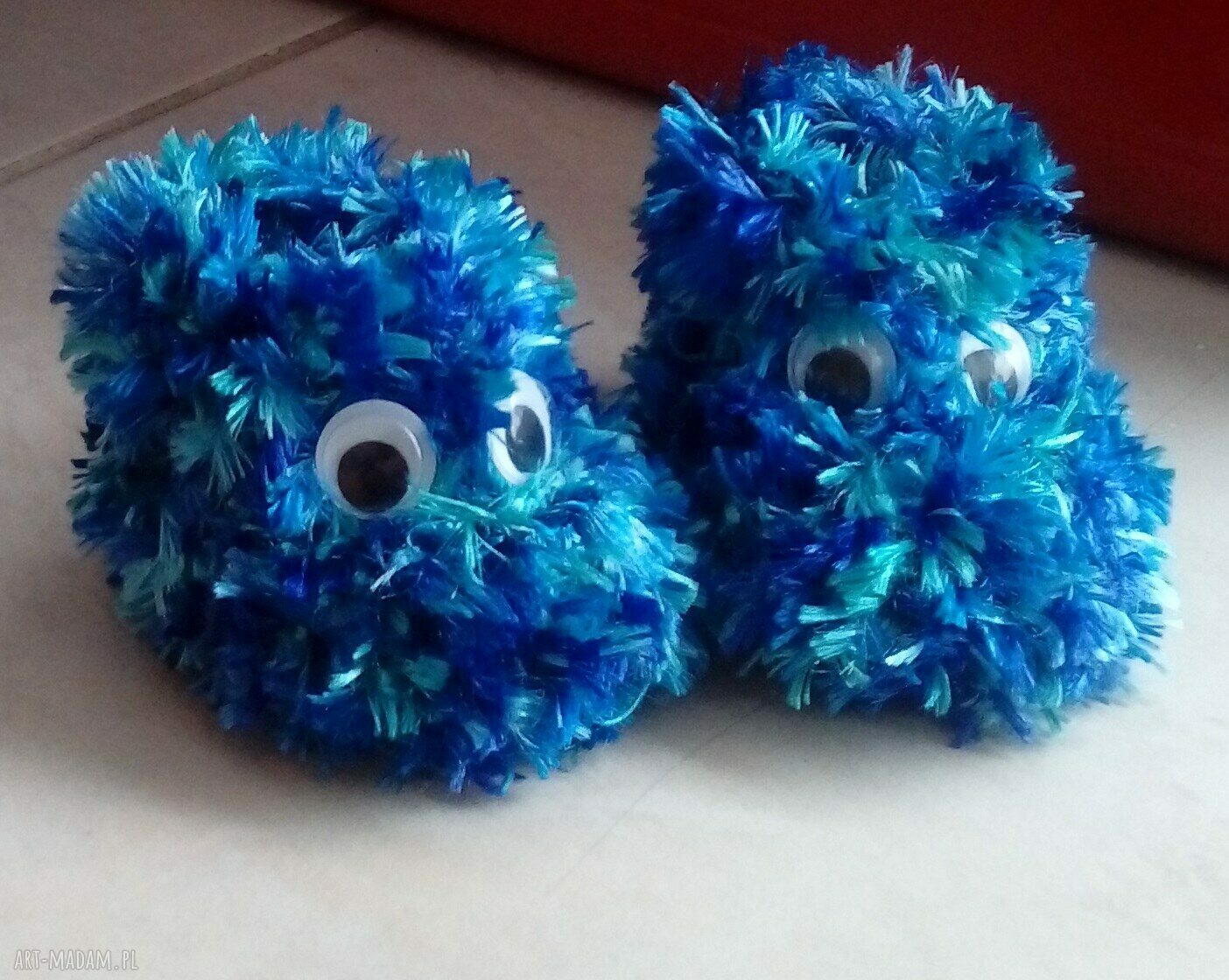 Buciki Zwierzaczki - niebieskie buciki i skarpetki handmade dla newborn