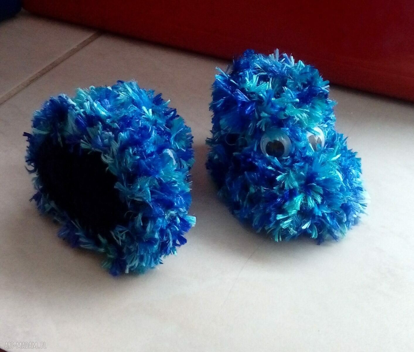 Buciki Zwierzaczki - niebieskie buciki i skarpetki handmade dla newborn