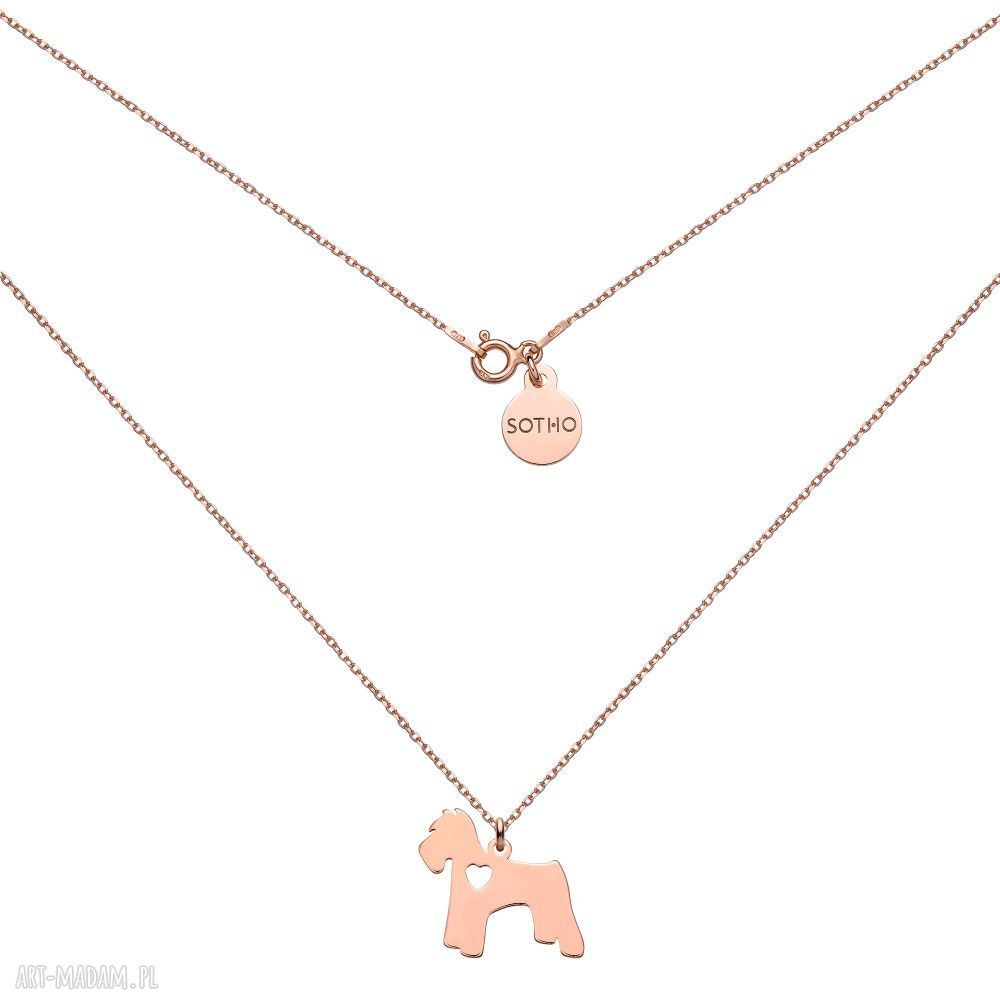 Naszyjnik różowego złota psem rasy sznaucer pies zwierzak