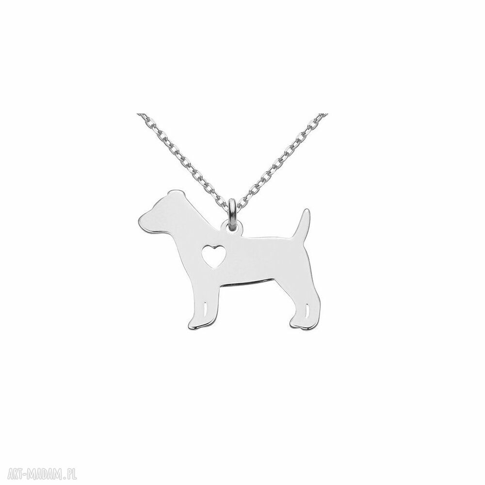 naszyjniki: Srebrny naszyjnik z psem rasy jack russell terrier HandMade
