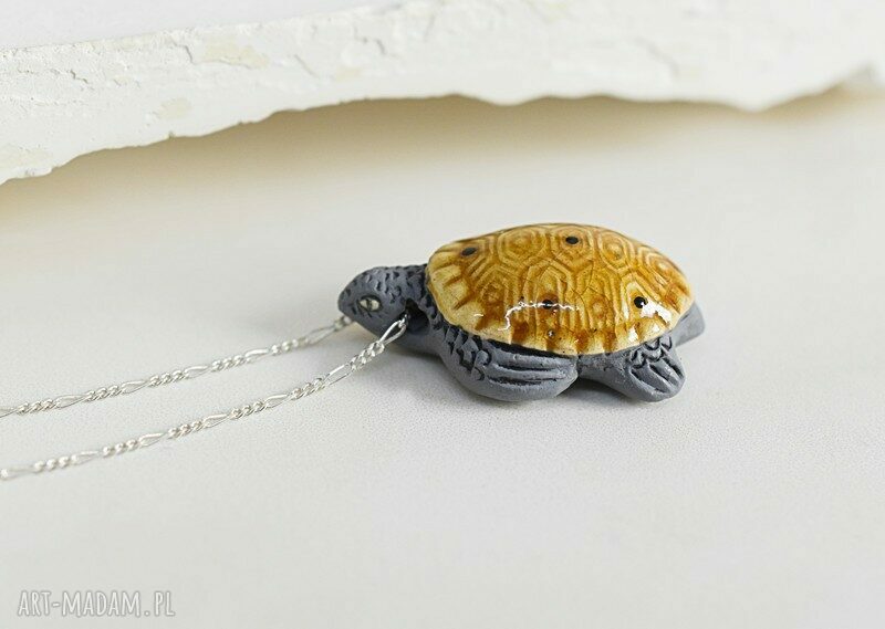 naszyjniki: 925 ŻÓŁW II łańcuszek z peruwiańskiej ceramiki handmade