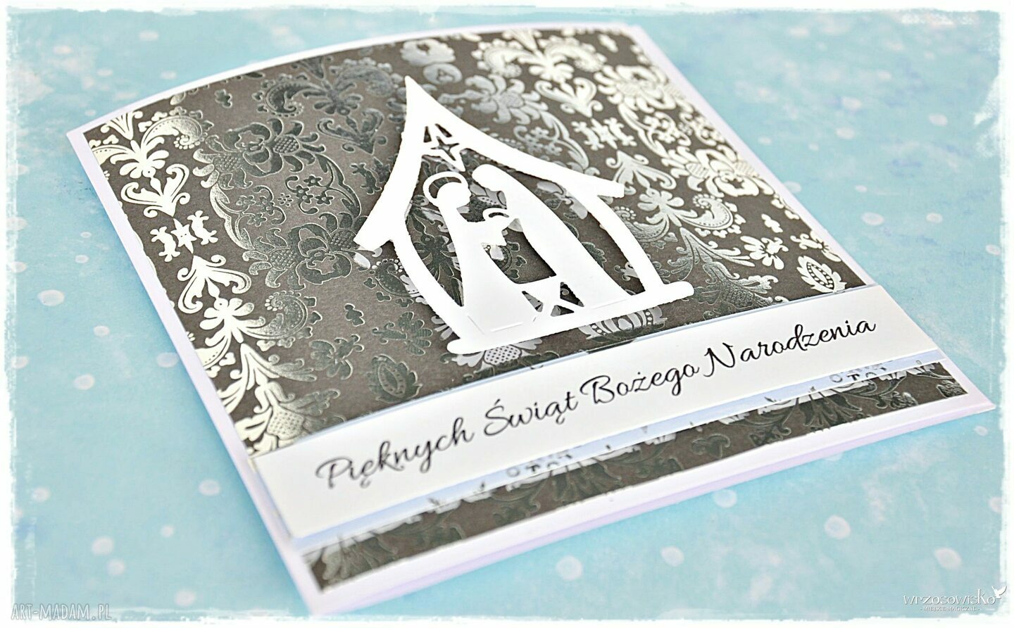 prezent: Pięknych Świąt elegancka kartka handmade