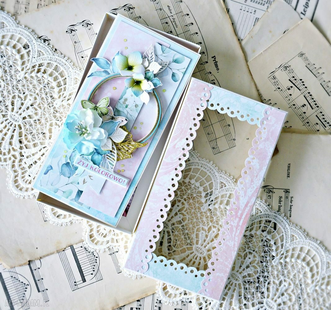 Ręcznie robiona kartka prezent scrapbooking wyjątkowy drobiazg na każdą okazję