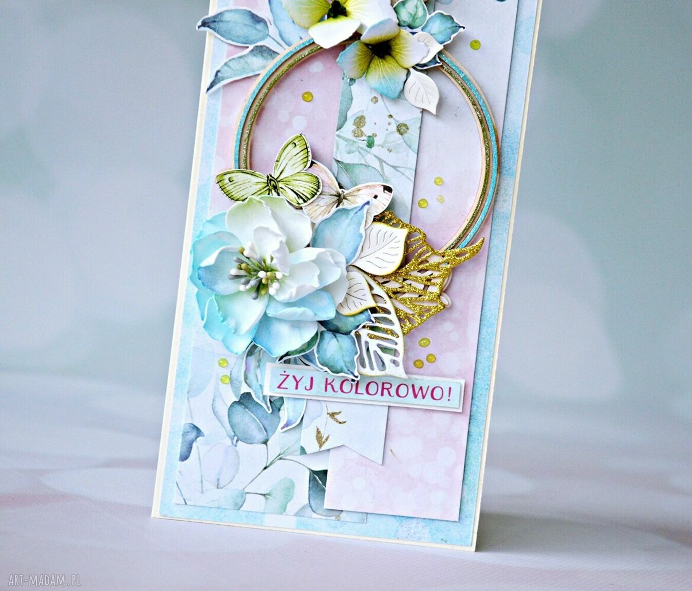 Ręcznie robiona kartka prezent scrapbooking wyjątkowy drobiazg na każdą okazję