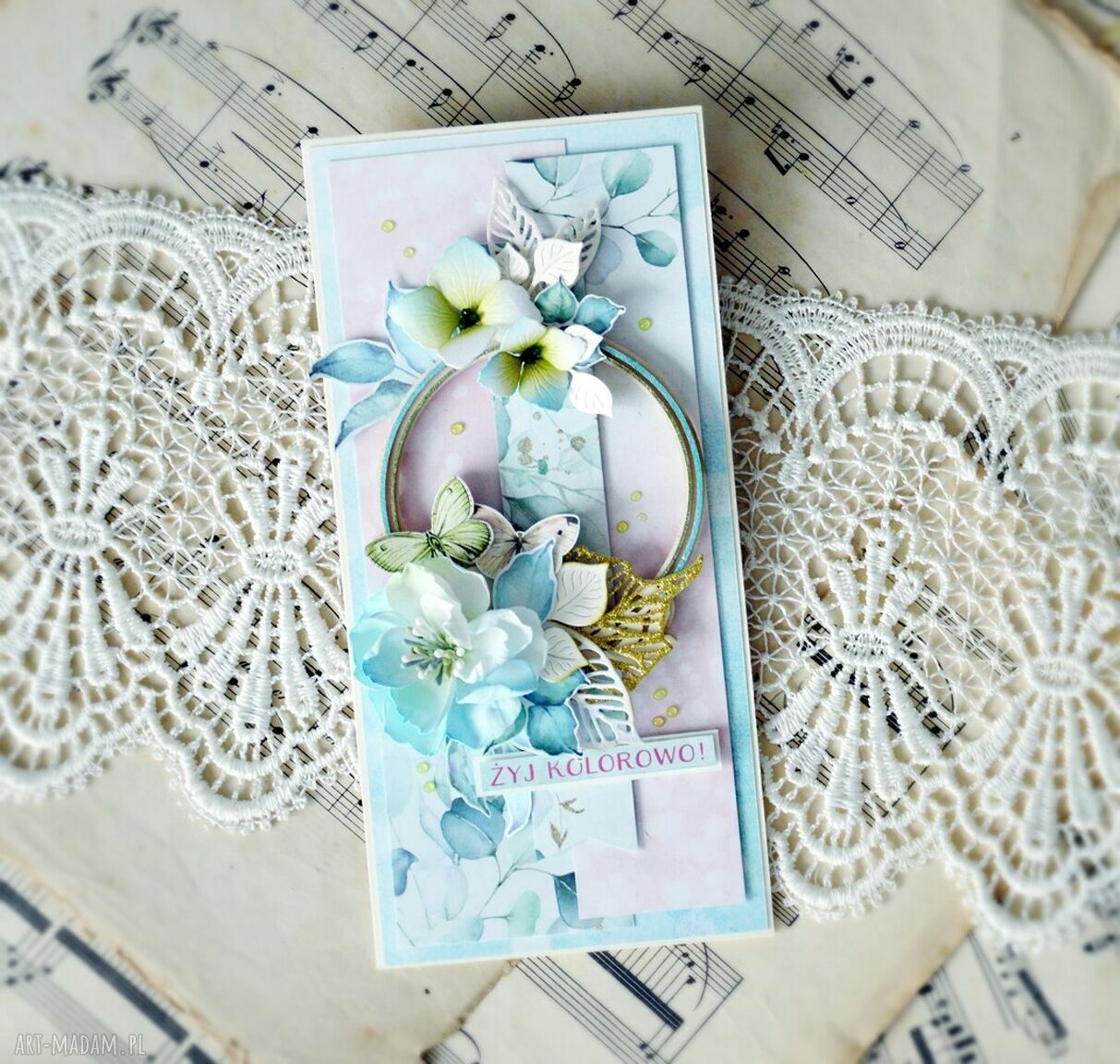 Ręcznie robiona kartka prezent scrapbooking wyjątkowy drobiazg na każdą okazję
