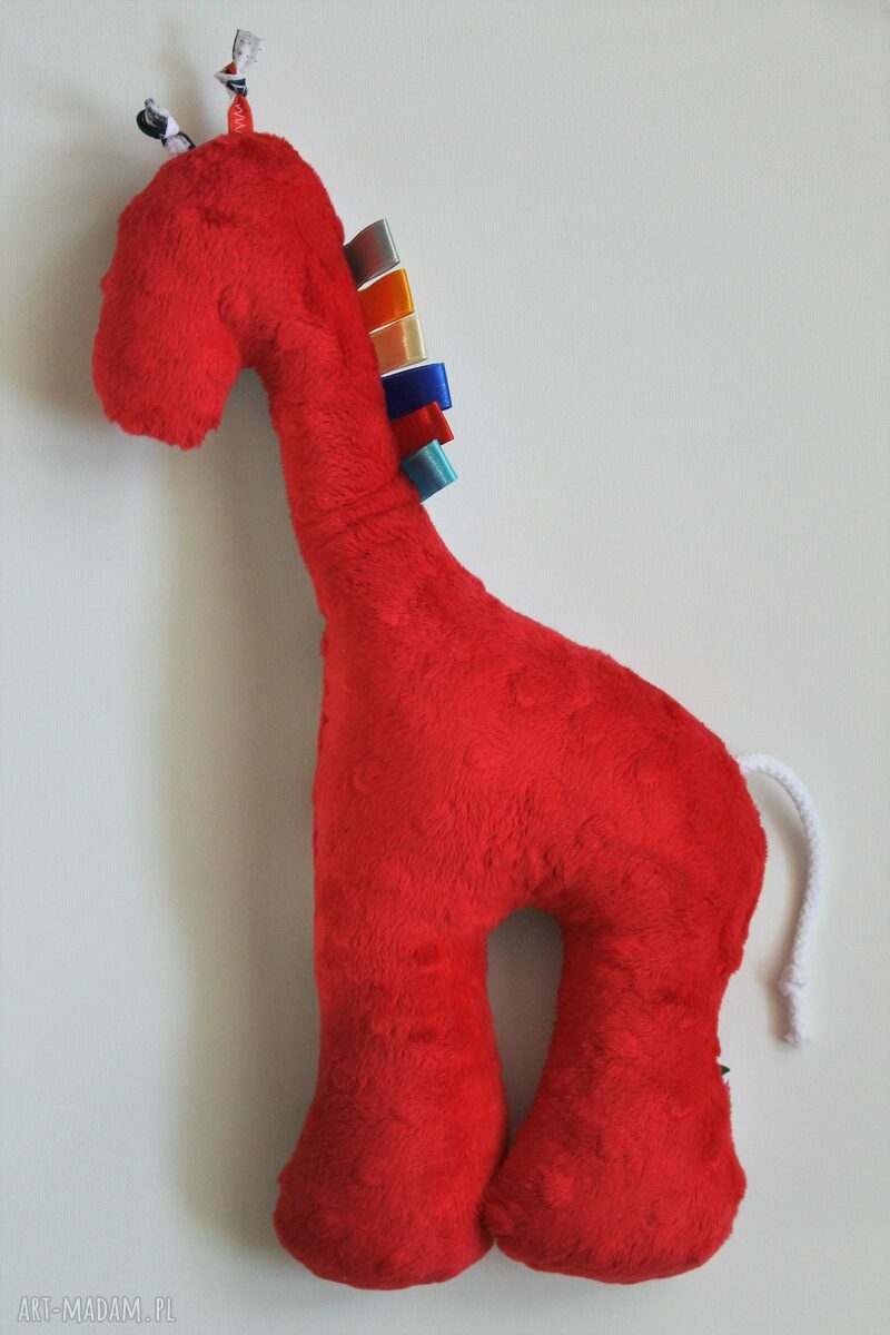 Żyrafka AHOY w kolorze czerwonym - przytulanka handmade ok. 40 cm