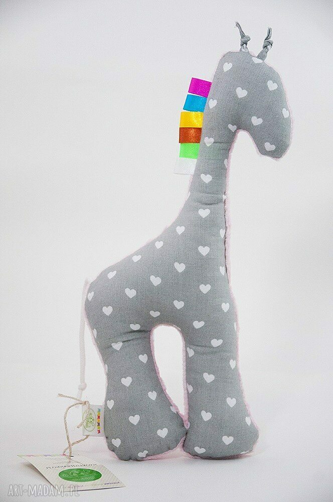 Żyrafka SERDUSZKA mięta - przytulanka handmade 40 cm