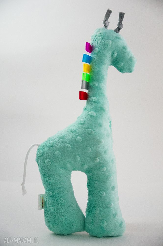Żyrafka SERDUSZKA mięta - przytulanka handmade 40 cm