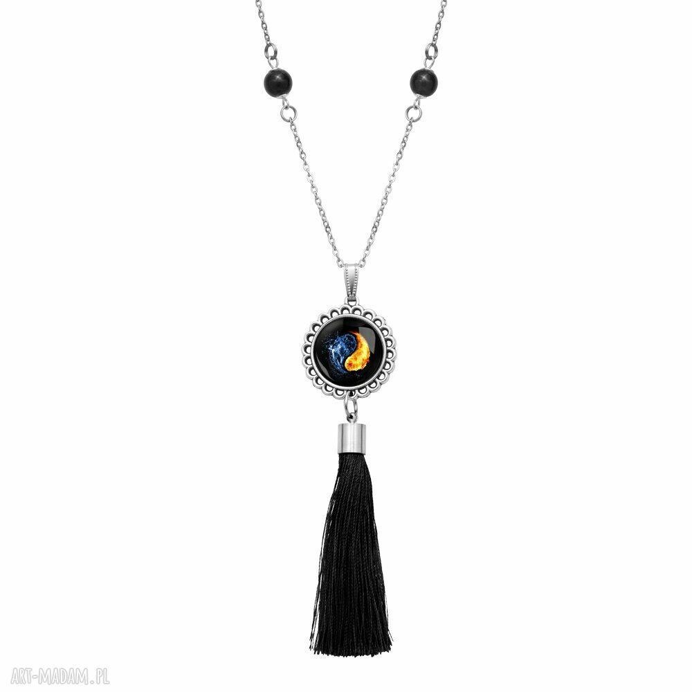Medalion FIRE WATER z jadeitem - ogień i woda, yin-yang