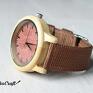 zegarki: Bambusowy zegarek z ceglastą tarczą - drewniany parciany