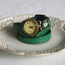 zegarki: Zegarek Vintage z Grafiką Skórzany Szmaragdowy - biżuteria bransoletka
