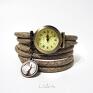 Komplet - Smok cienia - zegarek i kolczyki - antyczny brąz bransoletka