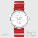 Zegarek - Make your soul happy - czerwony, nato
