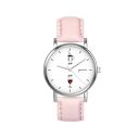 Zegarek mały „Kawa i wino” - skórzany pasek pudrowy róż