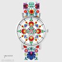 Zegarek - Folkowa mandala - folk biały, nato