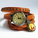 Zegarek - kotki - owijany, skóra, nity