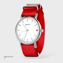Zegarek, bransoletka - Simple elegance, biały - czerwony, nato