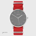 Zegarek, bransoletka - Simple elegance, szary czerwony, nato