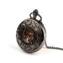 Ażur IV (dark) white dial - ręcznie nakręcany zegarek ze stali czarnej i białej tarczy