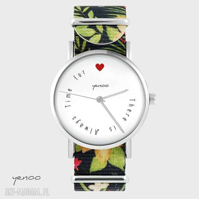 Zegarek - There is always time for love - kwiaty, nato