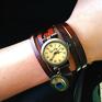 Wiktoriański paw - / bransoletka na skórzanym pasku zegarek