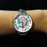 eleganckie zegarki zegarek folkowe kwiaty - z dużą