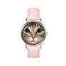 Yenoo zegarki zegarek mały - kot tygrysek skórzany, pudrowy dla niej pasek