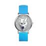 zegarki: Zegarek mały - Biały wilk silikonowy, niebieski - grafika autorska prezent