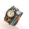 zegarek bransoletka turkusowe - w kolorach morskim i beżowym
