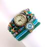 zegarek damski zegarki bransoletka w stylu boho, niebiesko zielony