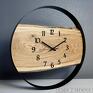 prezent drewniany zegar ścienny w metalowej obręczy | średnica