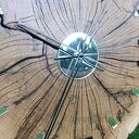 Gigantyczny zegar ścienny z litego drewna - 64 cm, 18 kg, cichy mechanizm, unikat rękodzieło Polska