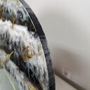 Duży zegar ścienny 50 cm - rękodzieło z żywicy epoksydowej, czarno-złoty