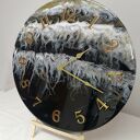 Duży zegar ścienny 50 cm - rękodzieło z żywicy epoksydowej, czarno-złoty