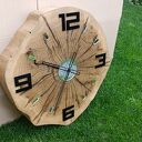 Gigantyczny zegar ścienny z litego drewna - 64 cm, 18 kg, cichy mechanizm, unikat rękodzieło Polska