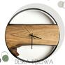 drewniany zegary nowoczesny ścienny z elementem drewna to coś czego szukasz? W obręczy czarny zegar