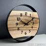 drewniany zegar zegary ścienny | średnica 40 cm | stalowa czarny