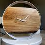 Zegar biały z drewnem o średnicy 35 cm - handmade dębowy