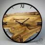 Duży zegar drewniany, 70 cm, cyfry rzymskie, styl loftowy, industrialny loft