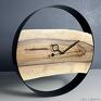 zegar drewniany ścienny w stalowej obręczy | średnica prezent