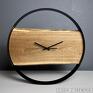 prezent duży zegar drewniany w stalowej obręczy | średnica 50 cm | czarne zegary