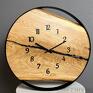 prezent zegary czarne drewniany zegar w stalowej obręczy | średnica 50 cm | loft