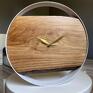 zegar drewniany biały z drewnem o średnicy 35 cm dębowy