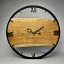czarne zegary duży drewniany, 50 cm, cyfry rzymskie, styl zegar loft