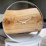 zegar ścienny drewno nowoczesny, biały z dębową deską 40 prezent