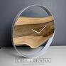 beżowe zegary ręcznie robiony z drewna w stalowej obręczy - 50 duży drewniany zegar prezent