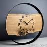 zegar w obręczy na ścianę drewniany | średnica 50 cm | stalowa drewno prezent