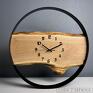 czarne zegary drewniany zegar w stalowej obręczy | średnica 50 cm | prezent