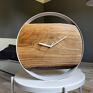 brązowe zegar biały z drewnem o średnicy 35 cm nowoczesny