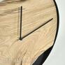 dębowy zegary zegar loft - czarna obręcz - 40 cm drewniany ścienny